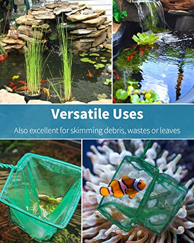 Pawfly Aquarium Fish Net with Braided Metal Handle Square Net with Soft Fine Mesh Sludge Food Residue Wastes Skimming Cleaning Net for Fish Tanks Small Koi Ponds and Pools - style: 10 Inch