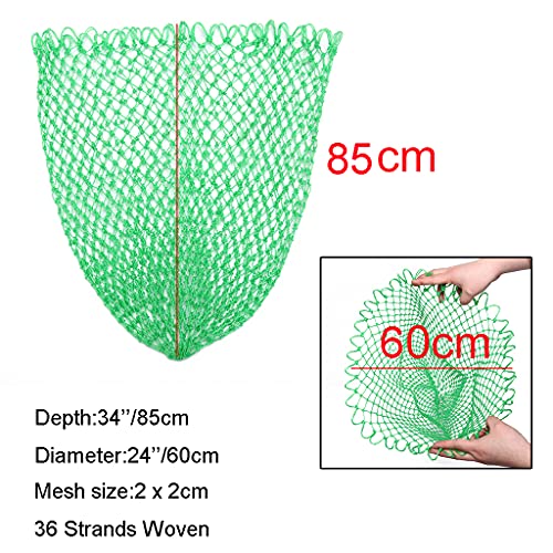 Fishing Net Replacement Netting Fishing Landing Net Replacement Net for Freshwater Saltwater Fishing Green 6 Sizes - color: Diameter 24inch/60cm