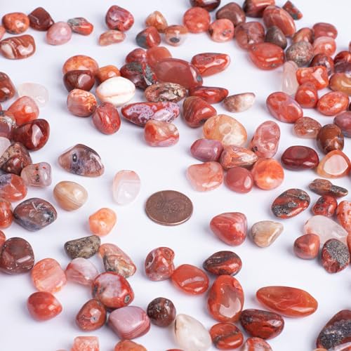 Polished Carnelian Crystal Stone Set - 72 Pcs, 0.5" 10 oz Handpicked Tumbled Gemstones Rocks Quartz, Pebbles for Reiki, Chakra, Healing, Home Decor, 0.5" - 10 oz Mahogany Obsidian - color: Carnelian, size: 0.5"