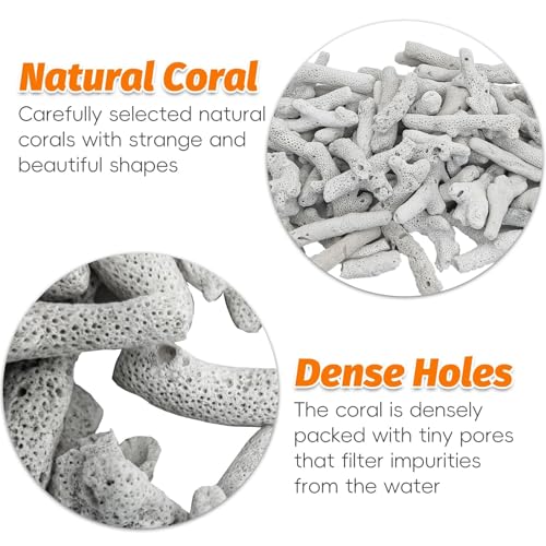 1.1lb/500g Crushed Coral for Aquarium Reusable Crushed Coral for Freshwater Aquarium with Mesh Bag Fish Tank Filter Media to Raise pH Filter Media