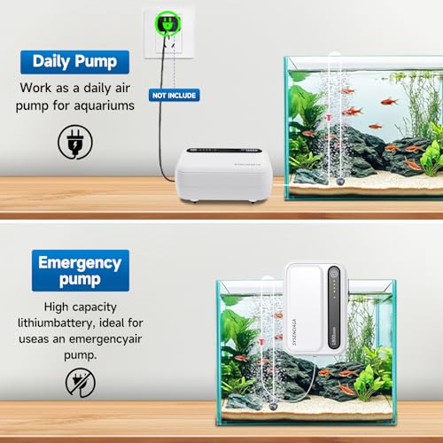 Aquarium Air Pump Rechargeable Aerator for Bait Bucket, Portable Battery Powered Air Pump for Aquarium, Fish Tank Air Pump Bubbler Aerator for Outdoor Fishing - style: 1 outlet 1800mAh