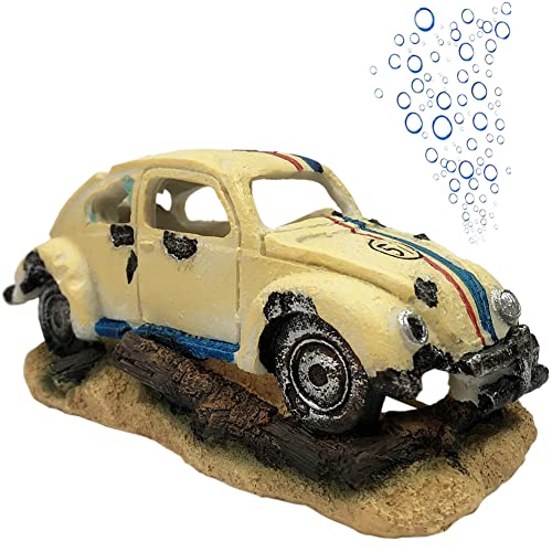 SLOCME Aquarium Bubble Wreck Car Decorations - Fish Tank Bubble Car Decor for Air Bubbler Oxygen Pump，Resin Material Car Decor