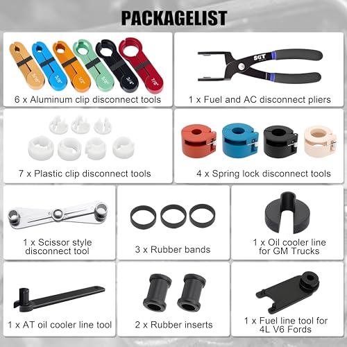 SGT 27pc Fuel Line Disconnect Tool Set,Master Quick Disconnect Tool Kit with Fuel and AC Disconnect Pliers,Fuel Line Removal Tool Set for AC Fuel Line System