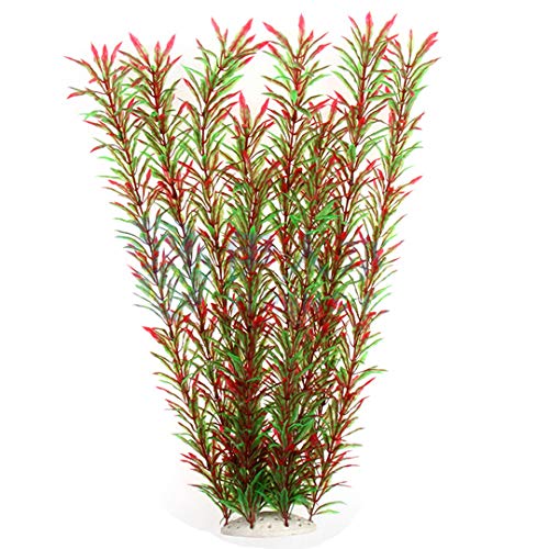 Norgail Large Aquarium Plants Artificial Plastic Fish Tank Plants Decoration Ornaments Safe for All Fish 21 Inches Tall (1pcs Red&Green) - color: 3