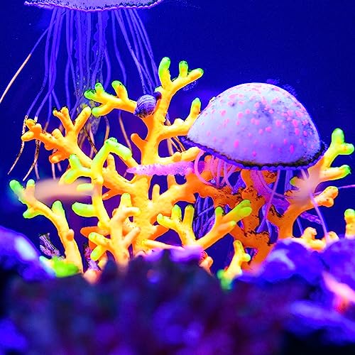 VOCOSTE Soft Silicone Glowing Aquarium Simulation Coral 4.33", Fluorescence Floating Aquatic Artificial Coral for Fish Tank Decoration, Orange