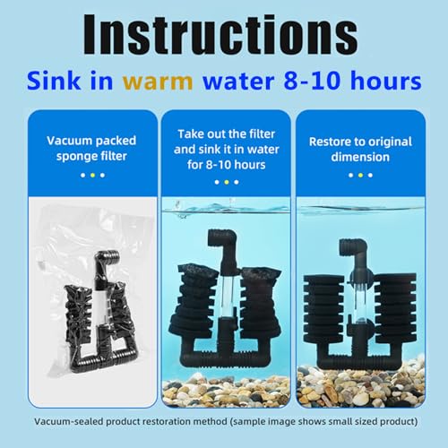 AQUANEAT 1 Pack Double Bio Sponge Filter, for Fry, Betta, Shrimp, Nano, Aquarium Fish Tank - size: Large 1pc