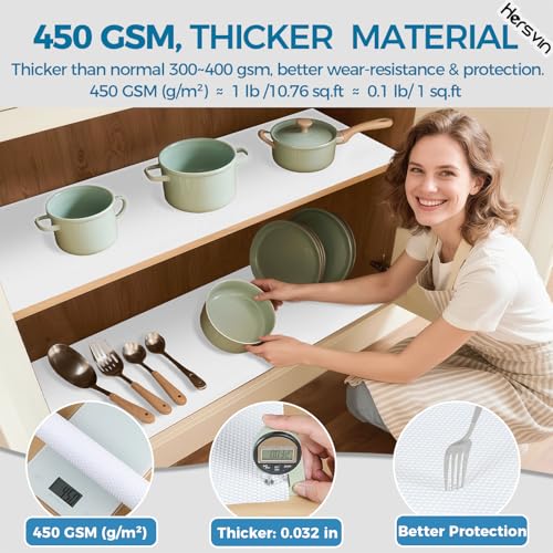 Hersvin Shelf Liners 10 in x 20 ft EVA Drawer Mats, Non-Adhesive Cupboard Pad, Kitchen Cabinet Lining Fridge Cushion (White Dot, 25.4cmx610cm) - color: White Dot, size: 10"W x 240"L
