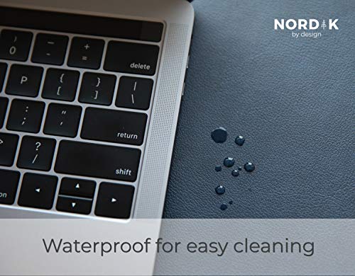 Nordik Leather Desk Mat Cable Organizer (Midnight Blue 35 x 17 inch) Premium Extended Mouse Mat for Home Office Accessories - Felt Vegan Large Leather Desk Pad Protector & Desk Blotter Pads Decor - color: Midnight Blue