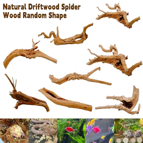 6PCS Aquarium Driftwood 6-8in Natural Spider Wood Branches Reptiles Aquarium Fish Tank Decoration Assorted - size: M:Spiderwood (6-8in 6PCS)