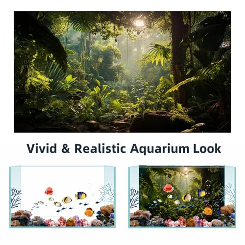 Aquarium Background, Ocean Fish Tank Background, Terrarium Background Cloth, Vinyl Cloth 48 x 18 inches - color: Forest, size: 48X18in