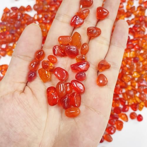 Glass Stones, 0.85LB/385g Red Orange Glass Rocks for Vase, Aquarium Pebbles for Fish Tank, Sea Glass Rocks for Vase Filler Craft - color: Orange Red