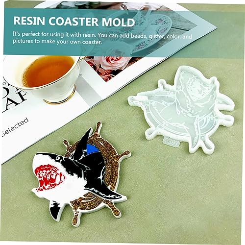 VILLCASE Shark Design Epoxy Resin Molding Cup Mat Silicone Mold for DIY Projects