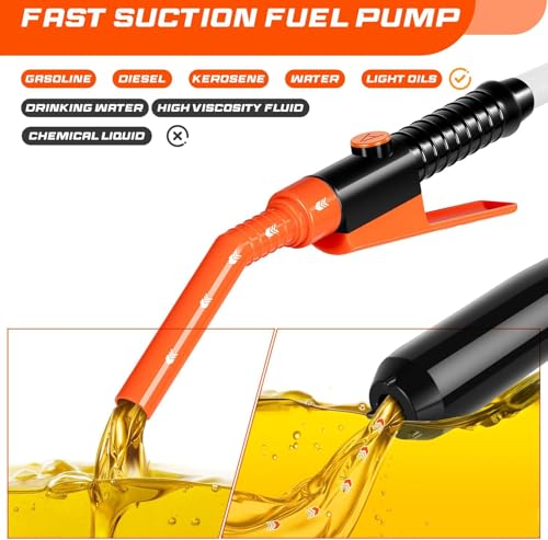 Electric Fuel Transfer Pump, 2.4 GPM Portable Fluid Transfer Siphon Pump with Oil Pipeline, Battery Gas Pumps with 47 Inches Hose &Gloves for Car/RV(Orange) - size: 1 Pack of Medium orange
