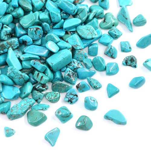 WAYBER 1 Lb/460g Green Turquoise Decorative Stones Irregular Aquarium Pebbles Crystal Rocks Quartz Gravels for Fish Turtle Tank/Succulent Plants/Air Plants Decoration (Fill 1 Cup) - color: Turquoise, size: 1 Pound