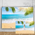 Leowefowa 3x2m Sea Beach Backdrop Seaside Sand Beach Sea Wave Tropical Palm Leaf Photography Backdrops for Photo Shoots Holiday Party Adult Personal Portrait Photo Background Studio Props - size: 10x6.5ft