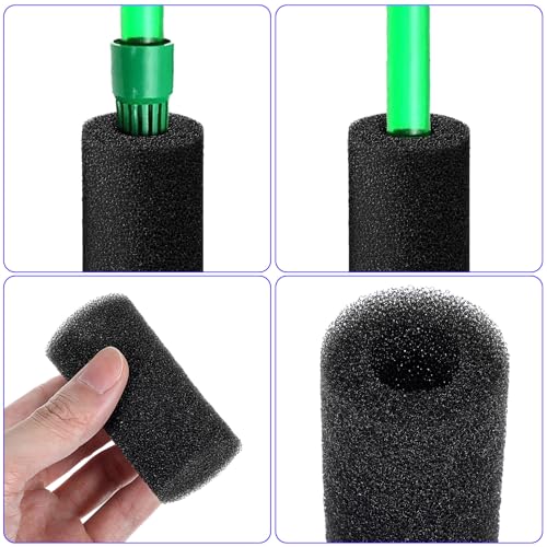 6-Pack Pre-Filter Sponge for Aquarium Shrimp Fry Fish Tank Filter 0.8” Intake, Aquarium Pre Filter Sponge, High-Porosity Foam Roll Replacement Foam Cover, Easy to Clean