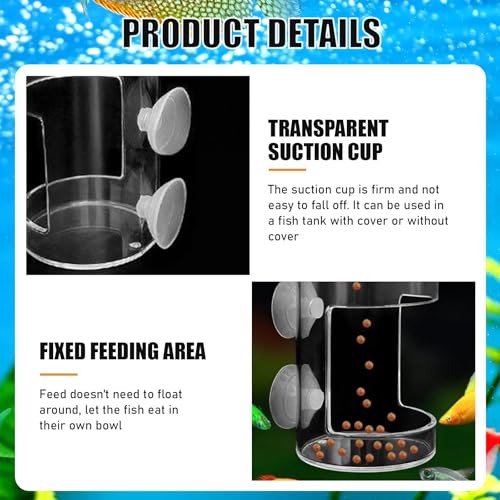 Fish Tank Dish Tray with Suction Cup 3.94x2.36 Inch Feeding Tube Turtle Transparent Fish Food Holder for Turtle Shrimp Betta Feeding (Round) - size: Round
