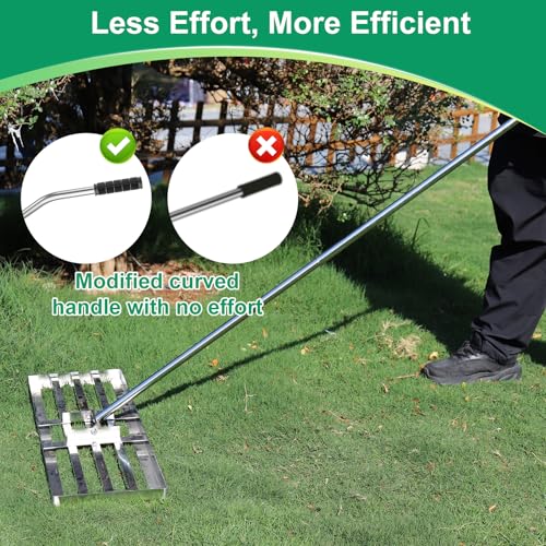 35"x10" Lawn Leveling Rake, Heavy Duty 304 Stainless Steel Lawn Leveler w/ 6.5ft Ergonomic Handle, Effort Saving Soil Tool for Dirt, Sand, Compost, Topdressing & Garden - style: 35x10inch-6.5FT