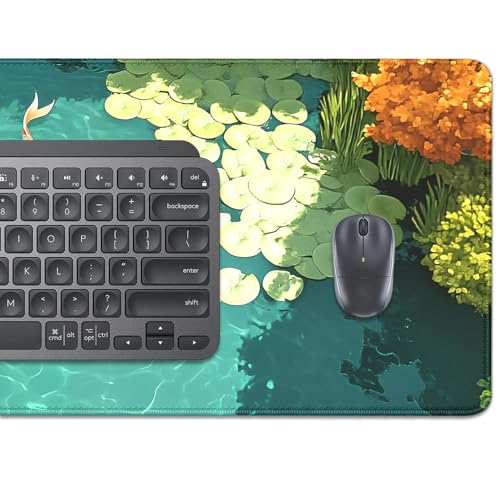 Koi Carp Fish Desk Pad Mouse Pad,Large Gaming Mouse Mat with Stitched Edges,Non-Slip Rubber Base Mousepad for Office PC Keyboard Laptop and Home Work Desk Mat(27.5X11.8 in) - color: KOI-2