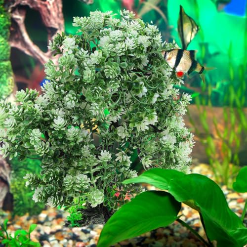 10 Inch Artificial Aquarium Tree Resin Fish Tank Decor Plastic Water Plant for Home Fish Tank Landscape Decoration - color: Green