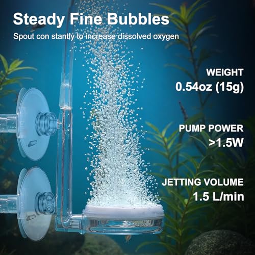 Aquarium Air Stone Disc, CO2 Diffuser for Aquarium Plants Fish Tank Nano Bubble Stone Kit Ultra-high Dissolved Bubbler Airstone with Accessories for Fish Tank and Small Bucket