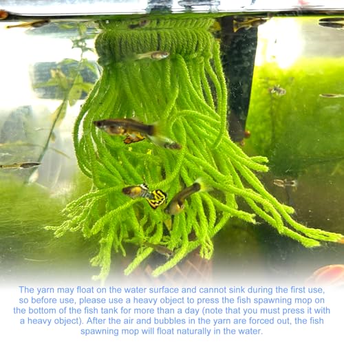 Fish Spawning Mops,Circular Spawning Mops for Fish,Fish Breeding Grass Mops,Floating Aquarium Plants Decor,Decorative Aquarium Grass for Breeding Spawning Fish(Green)