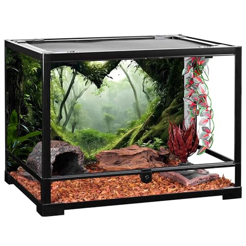 AWERT 30x18 inches Polyester Tropical Rainforest Terrarium Background Stream Green Huge Tree Reptile Habitat Background Foggy Rainforest Aquarium Background