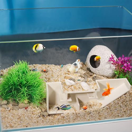 Aquarium Undergravel Fish Tunnel Cave Tunnel Fish Hide Fish Cave Corner Fish Tank Decorations Under Gravel Viewing Tunnel Fish Cave for Aquarium Hideout (White,Style 6) - color: White, style: Style 6