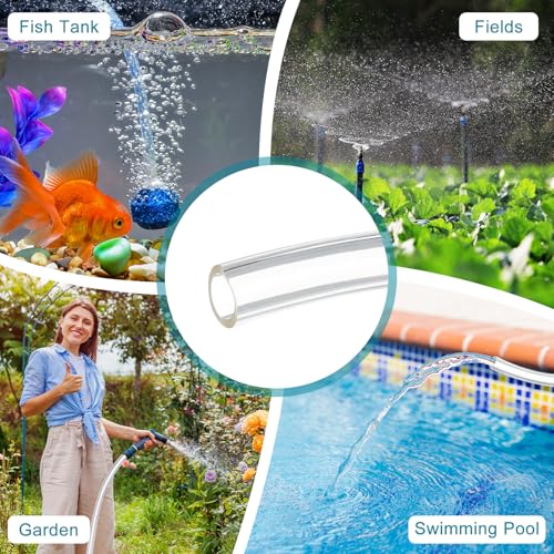 uxcell Clear PVC Tubing, 1.8mm ID x 2.7mm OD - 15ft PVC Tube Lightweight Vinyl Hose, Transparent Flexible Plastic Water Tubing for Air Oil Water Transfer Aquarium Irrigation - size: 1.8mm ID x 2.7mm OD