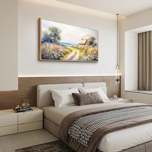 ZUITINGHUA Wood Framed Canvas Wall Art For Living Room Wall Decor For Bedroom Office Wall Decoration Country Road Landscape Paintings Farmhouse Pictures Artwork Room Aesthetic Home Decor 20x40 In - color: Country Road Wood Framed, size: 40"L x 20"W