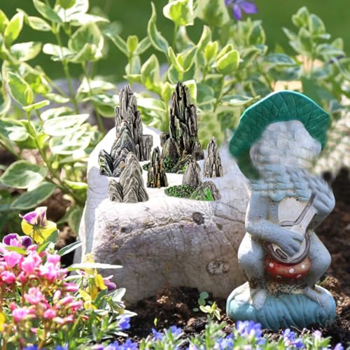 Kisangel 8Pcs Mini Resin Rockery Ornaments 1.49X0.62X0.62 Inch Aquarium Decor Fish Tank Miniature Landscape Accessories for Terrarium Bonsai Garden Micro Landscape