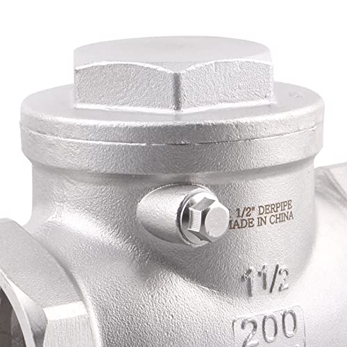 1-1/2 Inch Swing Check Valve - WOG 200 PSI Stainless Steel SS304 CF8M NPT - size: 1.5 Inch, style: Swing