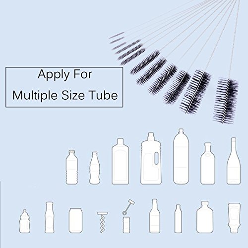 Eboot 10 Pcs 8.2 Inch Tube Cleaning Brushes Nylon Cleaner Brush Long Sink Drain Pipe Cleaning Brushes 10 Different Diameters for Bottle Straw Tumbler Home Sink Plumbing