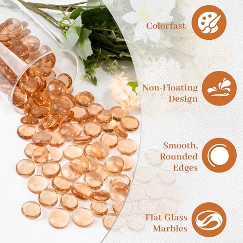Pink Flat Glass Marbles, 0.97 lb Transparent Vase Filler Pebbles Gems, Decorative Glass Beads for Vases, Crafts, Floral, Mancala Stones, Centerpieces, Aquarium Rocks for Fish Tank(Approx. 80-100 PCS) - color: Pink