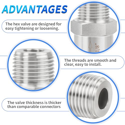 ChillWaves 304 Stainless Steel In-Line Split Check Valve 1/8" NPT Male Thread, One-Way Non-return Check Valve for Backflow Prevention(1-PACK) - size: 1/8" MNPT, style: Split Check Valve