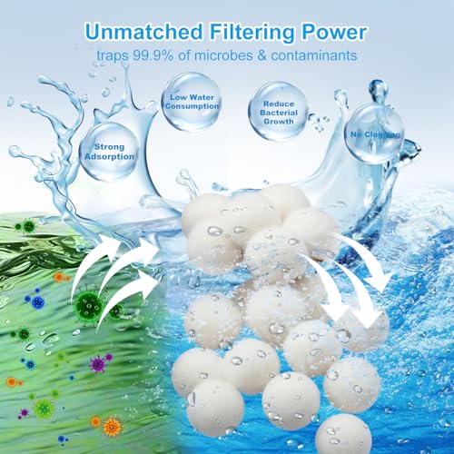 3.53 Lbs Pool Filter Balls for Sand Filter, Reusable Eco-Friendly Pool Filter Balls (Equals 110 lbs Pool Filter Sand) with Wash Bag, Filter Balls for Swimming Pools, for Aquarium Tank & Filter Pumps
