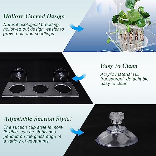 Upgrade Acrylic Aquarium Plant Holder Hanging Aquatic Plant Holder,Adjustable Suction Cup Fish Tank Pot for Hanging Cultivation and Aquarium Decor - color: White + Suction Cup