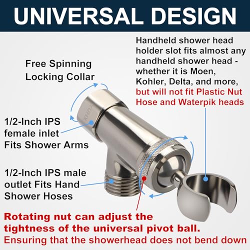 All Metal Shower Head Holder,Adjustable Handheld Shower Arm Bracket, Hand held Showerhead Mount B-Style Brushed Nickel - style: B-Style Brushed
