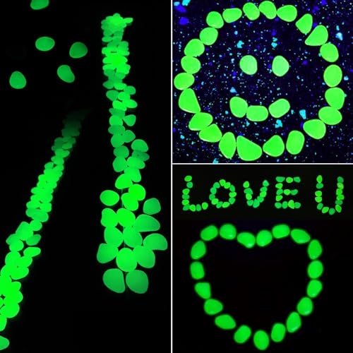 1100Pcs Glow Stones Pebbles Glow in the Dark Garden Pebbles for Walkways and Decor (Green) - color: Green, size: 1100