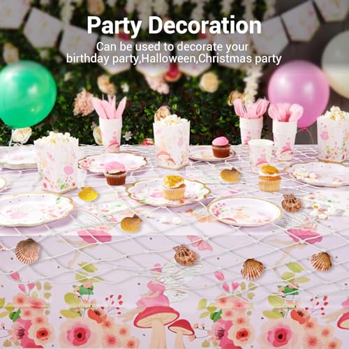 80x40 Inch Decorative Fishing Net w/Shells & Clips, 3mm Beige Natural Cotton Large Photo Hanging Fishnet, Wall Halloween Party Decorations for Nautical Pirate Hawaii Underwater Mermaid Themed Party - color: Beige, size: Large - 1 Pack with shells