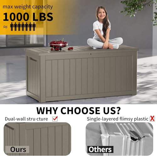 TARKARI 270 Gallon Outdoor Storage Box Waterproof, Resin Deck Boxes with Lockable Lid & UV-Resistant for Patio, Pool, Garden Furniture Cushions & Accessories, Coffee - color: Coffee, size: 270 GAL