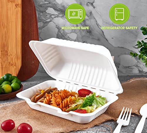 ECOLipak Clamshell Take Out Food Containers, 9 * 6 inch 75-Pack Disposable To Go Containers, To Go Boxes for Food Salad - color: 9*6 in, 1-Compartment,75Pack