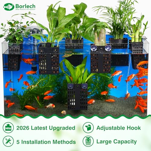 2026 Latest Upgraded Aquarium Plant Holder Adjustable Height with Extendable Hook and Suction Cup for Fish Tank Aquaponic Plant Cultivation and Aquascape Accessories Decorations (2 Pack) - color: Black-2 Pack