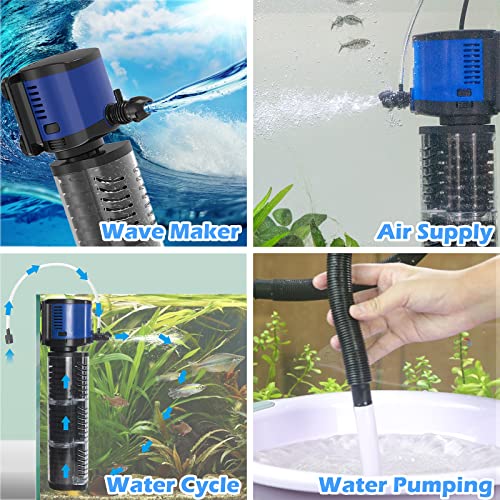 Pond Pump 660GPH Filtration, Sump Submersible Water Pump w/Sponge Filter, 8ft. High Lift, Quiet for Aquarium Hydroponics, Dry Burning Protection - size: JQP-2500F-660GPH(for 100-300 Gallon)