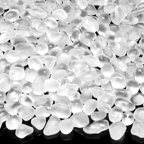 YATOJUZI Aquarium Gravel Fish Tank Rocks 0.85lb Sea Glass Stones for Crafts Decorative Frosted Glass Pebbles for Aquarium Fish Tank Vase Filler DIY Home Decor (White) - color: White
