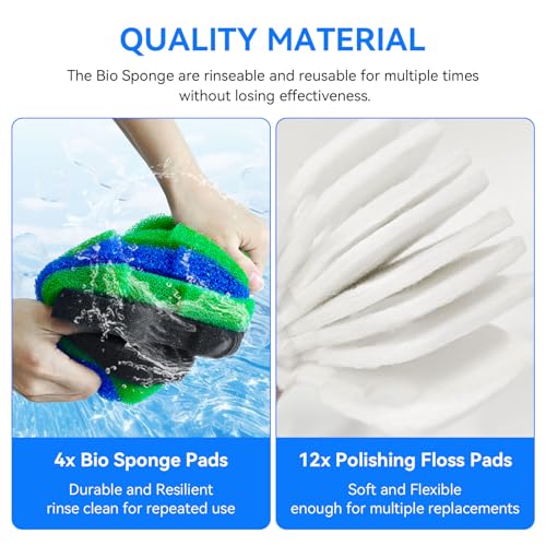 Canister Filter Replacement for Penn Plax 700/1000 CCF2UL/CCF3UL Canister Filter Aquarium Canister Filter Parts Bio Floss Sponge Compatible with Cascade 1000 Filter for Aquariums Fish Tank 16 Pack
