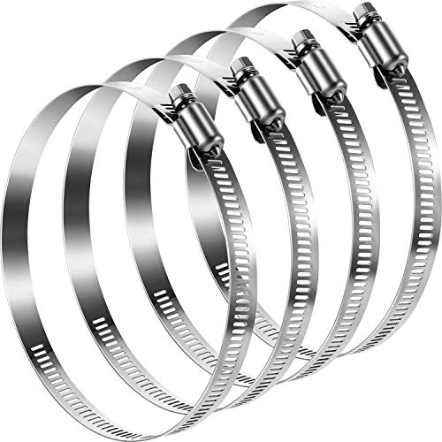 Boao 4 Pieces 6 Inch Adjustable 304 Stainless Steel Duct Clamps Worm Gear Hose Clamp for Pipe, Intercooler, Plumbing, Tube and Fuel Line - size: 6 Inch