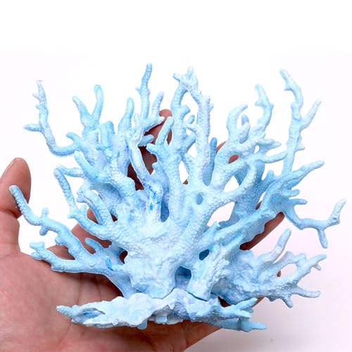 Besimple Artificial Aquarium Coral Ornament Plastic Fish Tank Plants Decoration for Aquarium Landscape (6.7”x5.5”x1.6”) - color: Blue