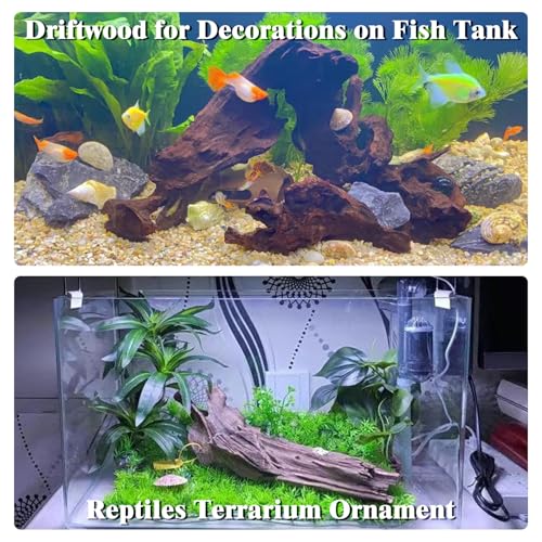 kathson Natural Driftwood for Aquarium Decor, 3-Piece 7''-11'' Large Driftwood for Decorations on Fish Tank, Reptiles Bearded Dragon Terrarium Ornament Accessories or Air Plants