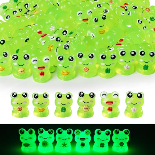 60 pcs Mini Resin Frog Many Styles Variety Tiny Luminous Animals Figures Miniature Little Small Animal Figurines Bulk for Micro Fairy Garden Landscape Accessories Hide Crafts Decor Aquarium - color: Frog-60p